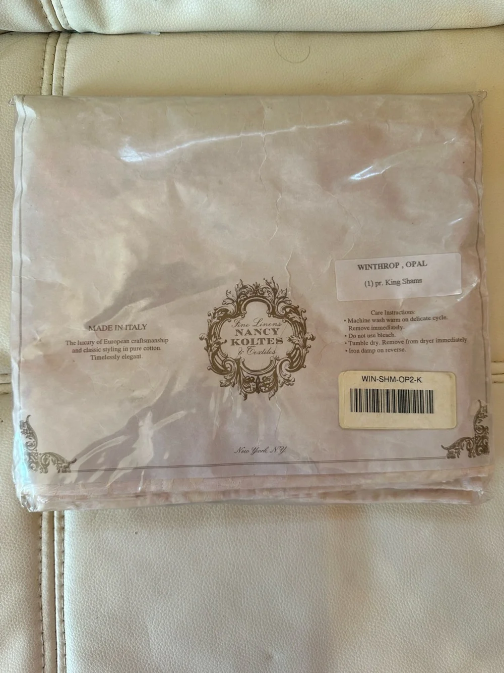 Nancy Koltes Luxury King Duvet Cover & King Sham Set Opal White 100% Cotton NWT
